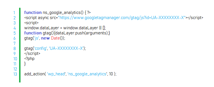 adding google analytics using function.php