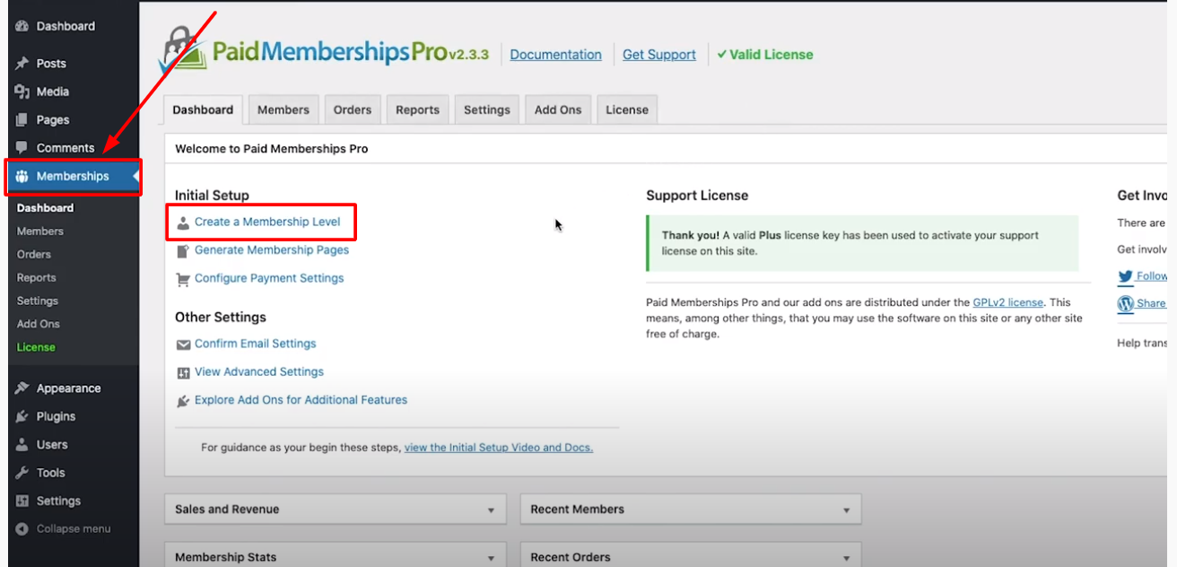 Create a membership website with WordPress for free: SCs 2- Membership Levels