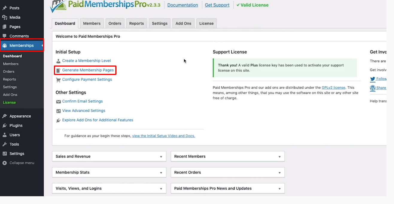 Create a membership website with WordPress for free: SCs 4-Membership Pages