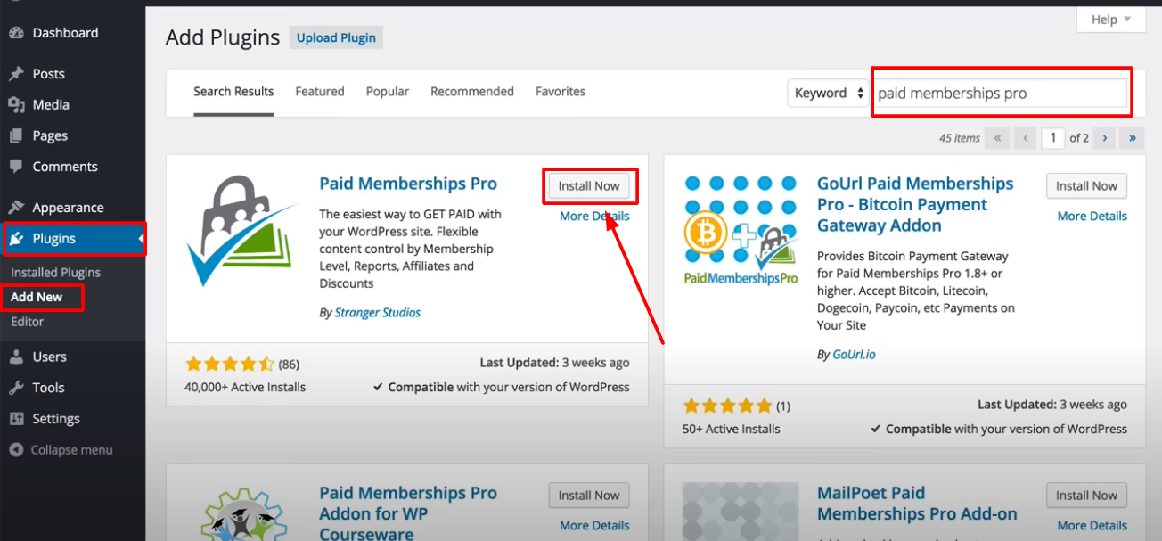 Create a membership website with WordPress for free: SCs 1- Install PMPro